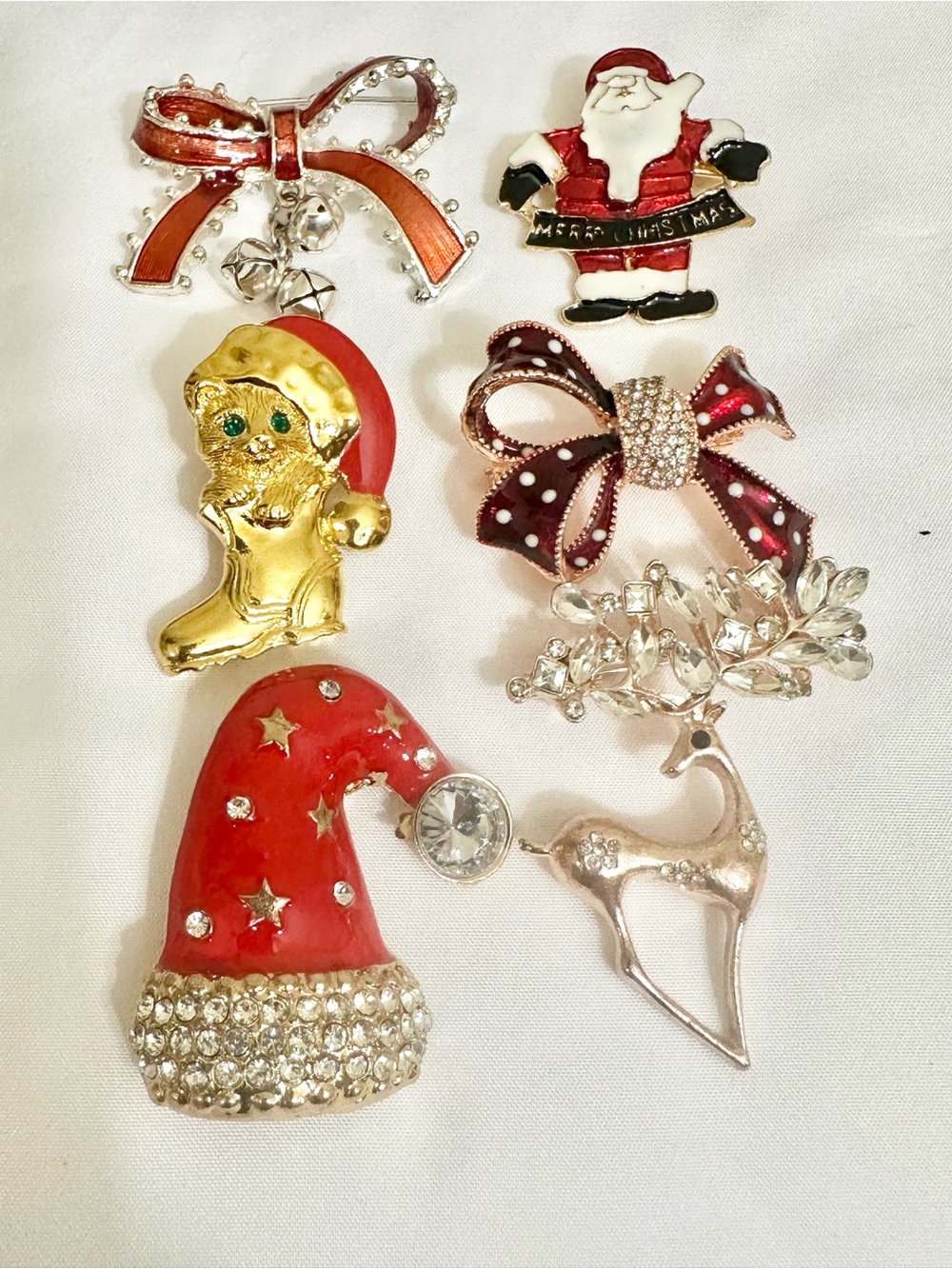 Christmas & Festive Brooch Lot (6 pcs)